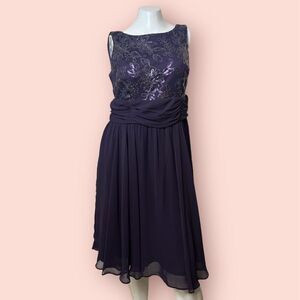 Perceptions New York Size 12 Sleeveless Formal Beaded Purple Sequin Dress